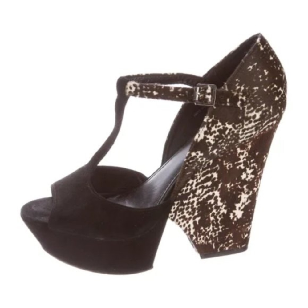 RACHEL ZOE calf hair platform heels size 10